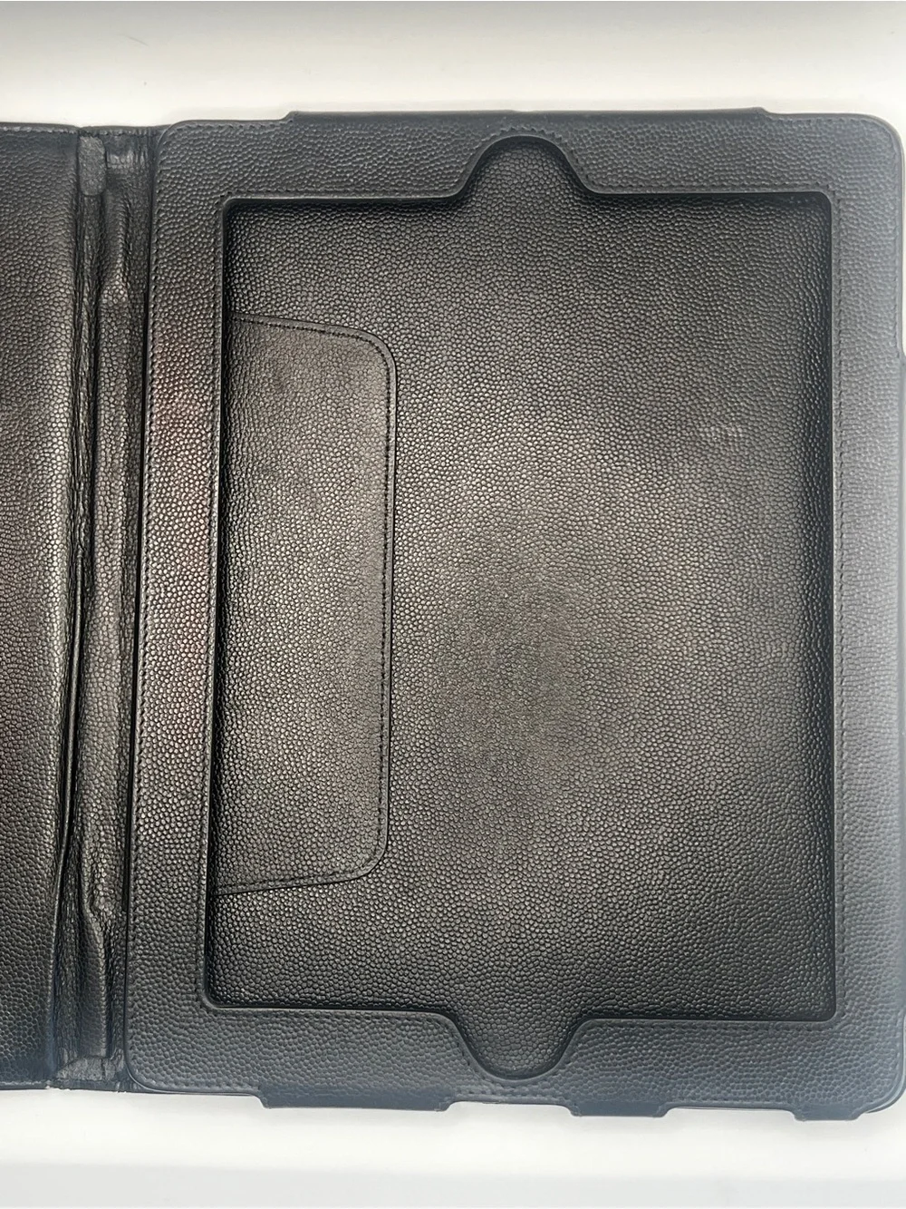 **Rare** CHANEL Black Caviar Leather iPad Tablet Case Holder w/ Folding Stand CC